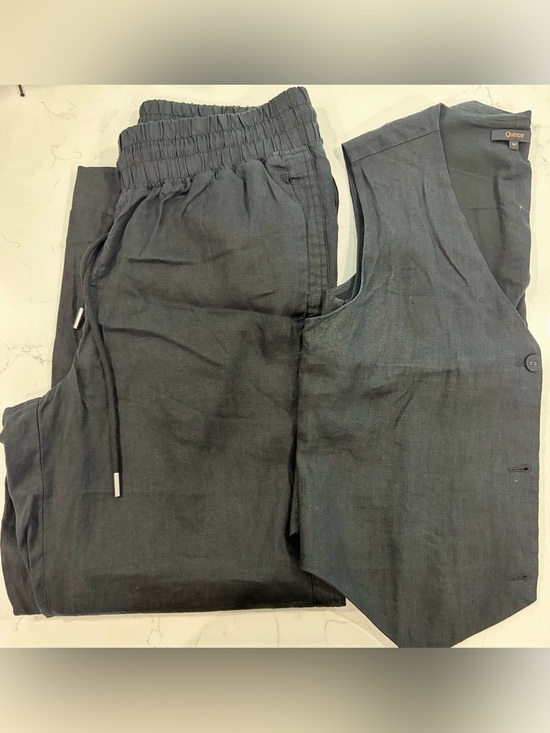 Quince Pants - Quince Women’s Black Linen Blend Vest & Pants Outfit